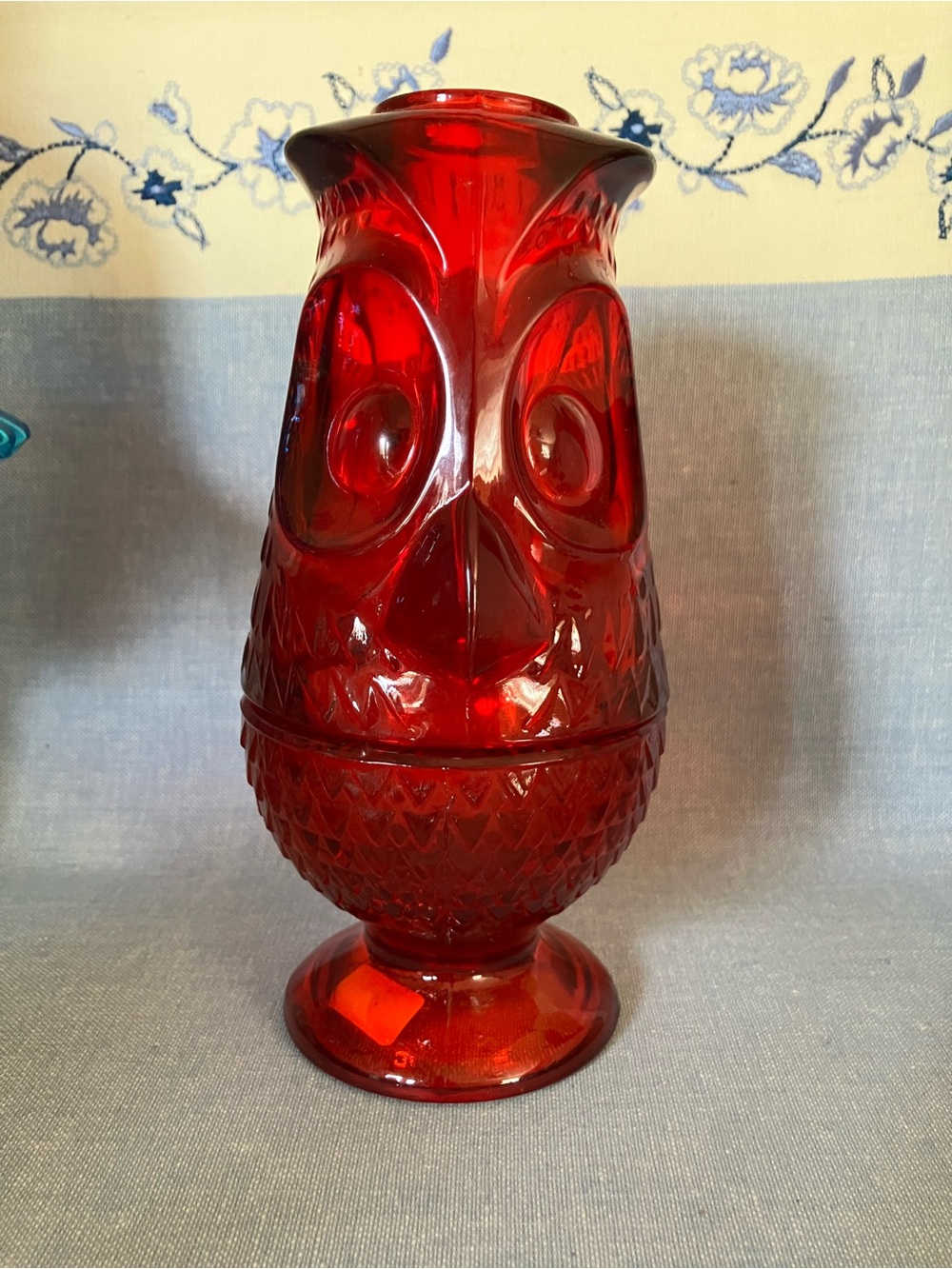 Fairy Light Vintage Viking Glass -Ruby Red Owl Fairy Lamp 7” tall - Picture 11 of 11